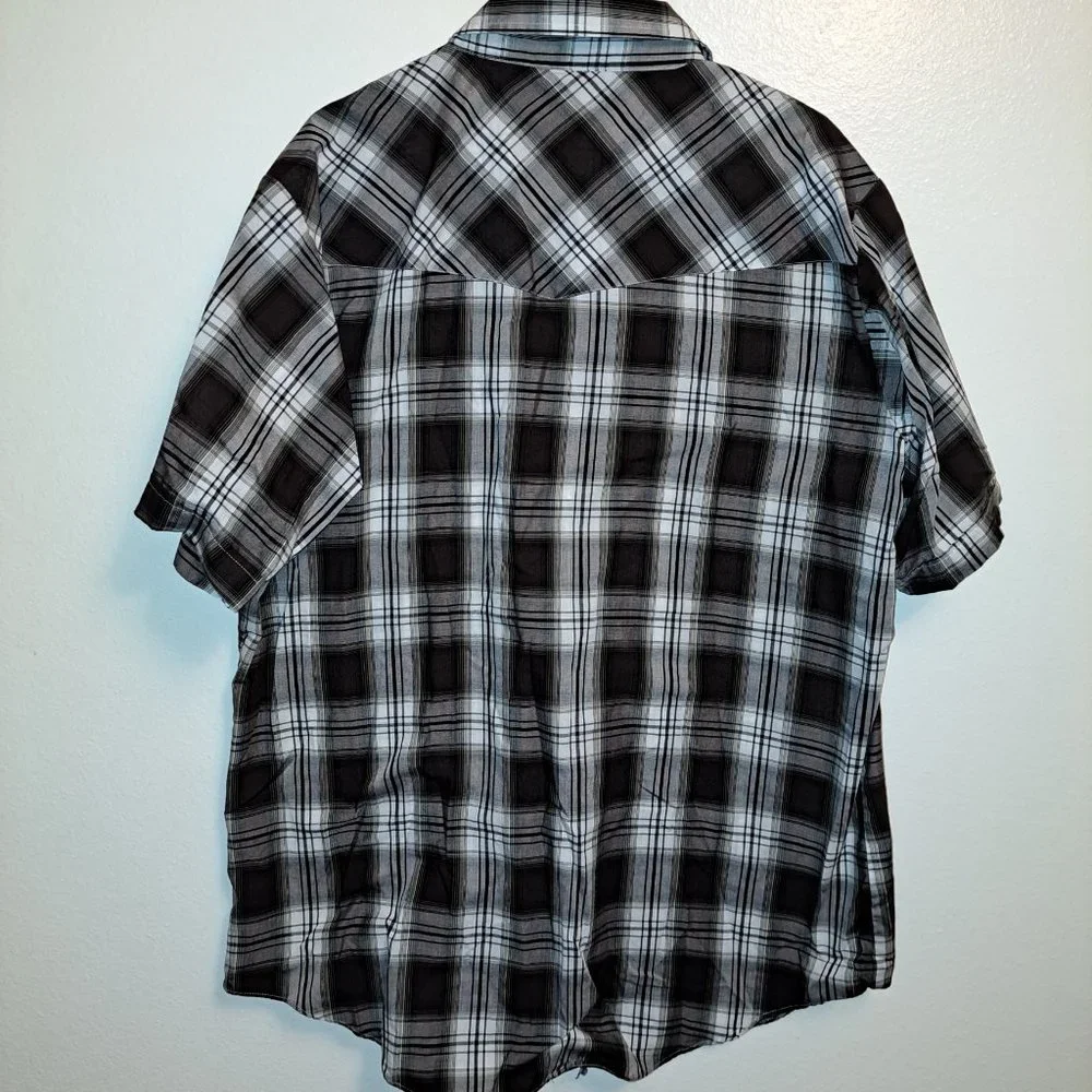 Men's Ely Cattleman Short Sleeve Plaid Western Pearl Snap Shirt XLTALL - Picture 3 of 7